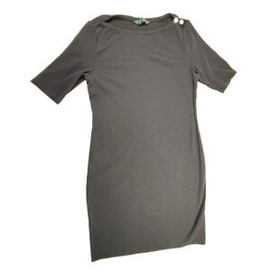 Lauren Ralph Lauren Dress large black knit boatneck Classic Quiet Luxury